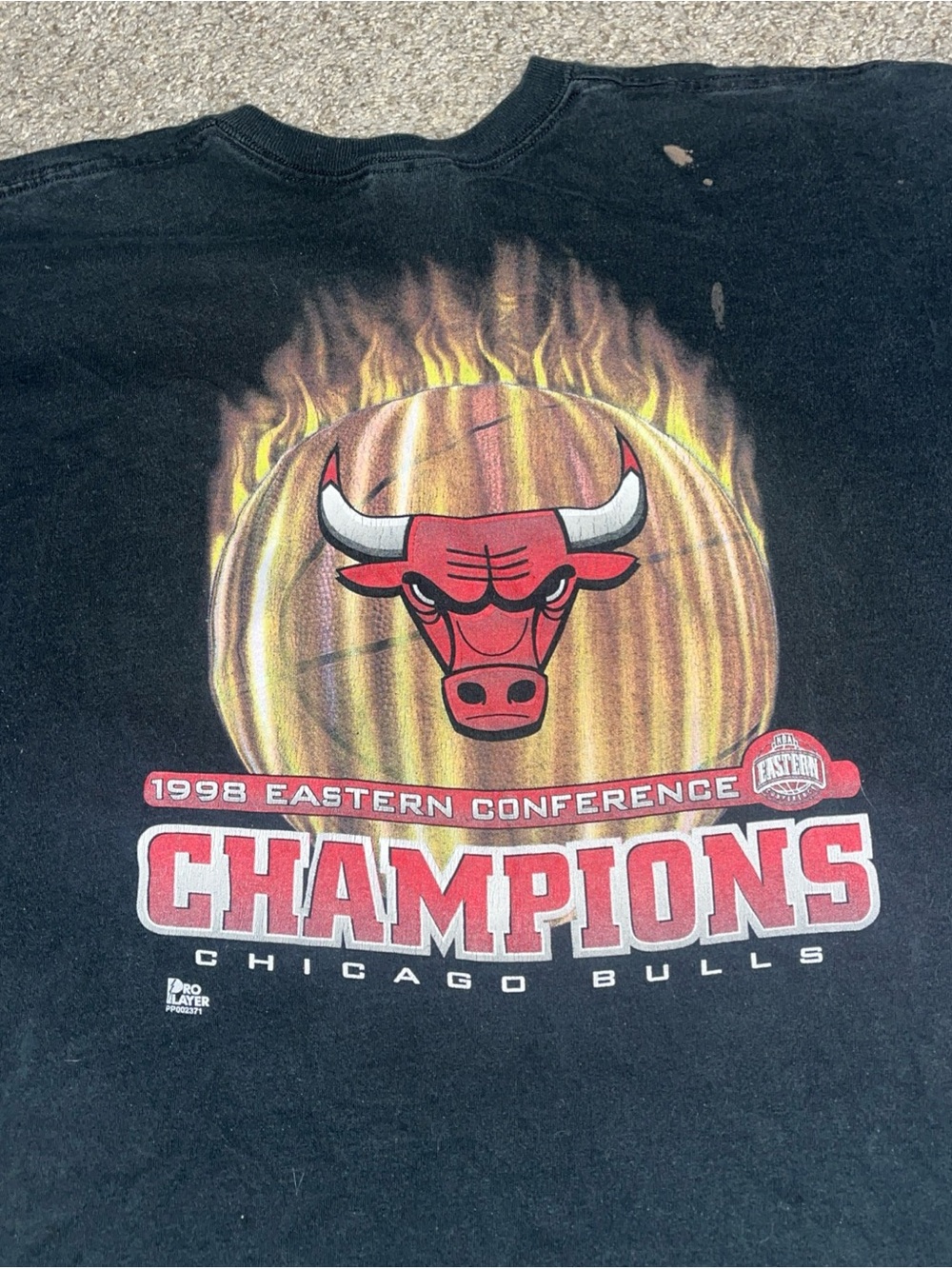 Vintage Pro Player Chicago Bulls Shirt 1998 NBA Finals Black 2XL Distressed USA